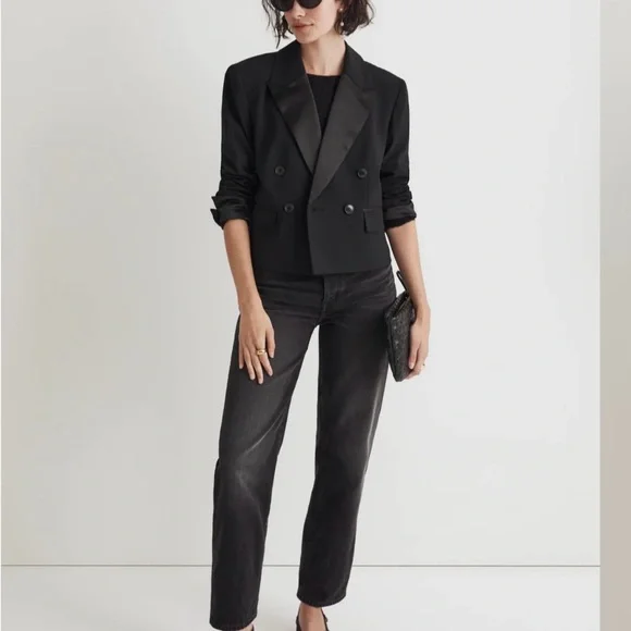 Madewell Cropped Tuxedo Blazer NWT - Picture 2 of 6